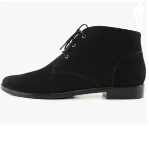 Black Low Heel Pointy Toe Lace Up Chukka Ankle Boots Fall Winter Booties